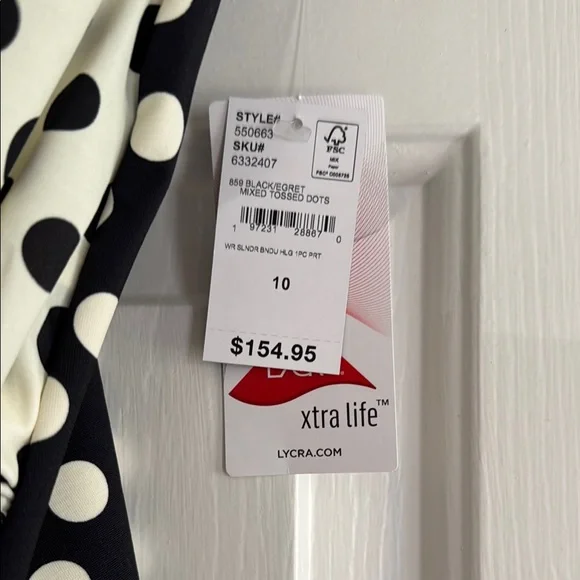 LANDS’ END LYCRA Women's Slender Suit Wrap Bandeau One Piece Swimsuit - Picture 9 of 14